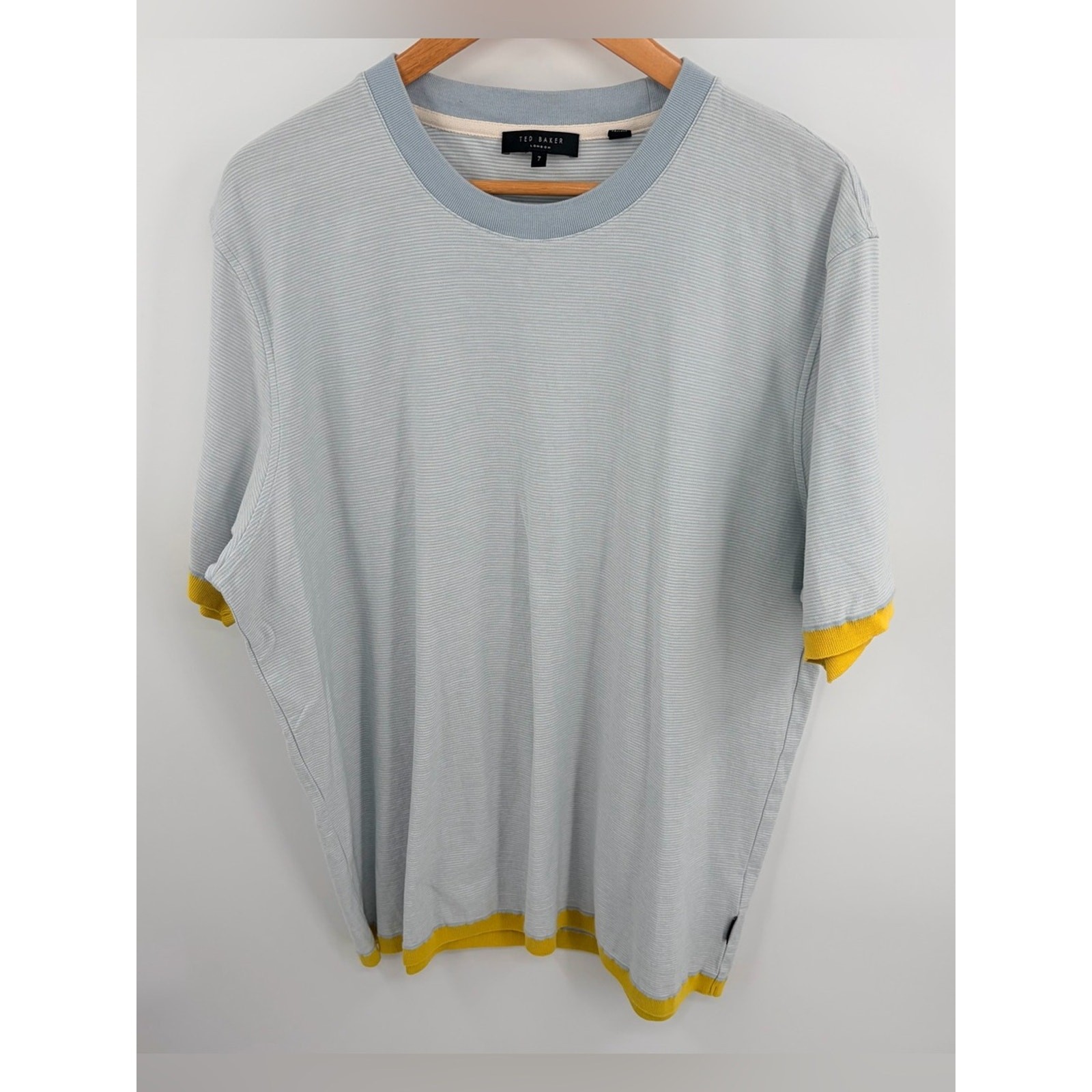 Ted Baker London Camoff cotton short sleeve pale blue striped t-shirt mens 7/XXL