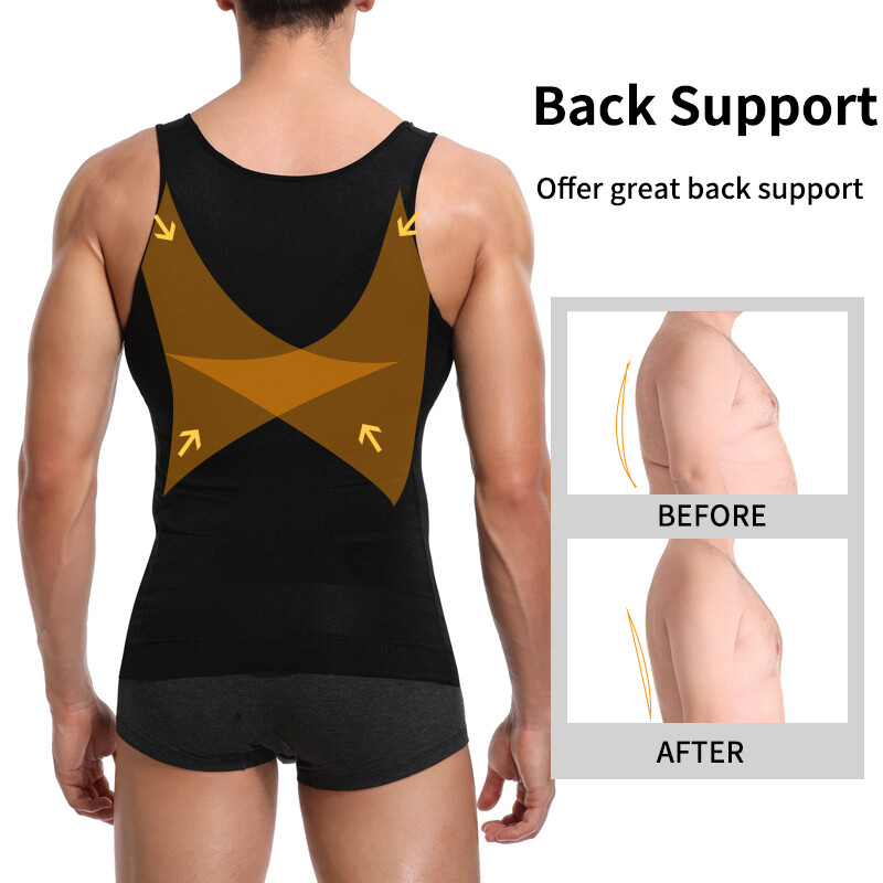 Men's Slimming Body Shaper Belly Chest Gynecomastia T-Shirt Compression Tank Top gallery