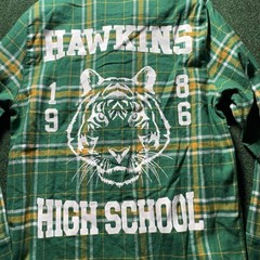 Cakeworthy Stranger Things Flannel Shirt Mens SMALL Hawkins High School Tigers