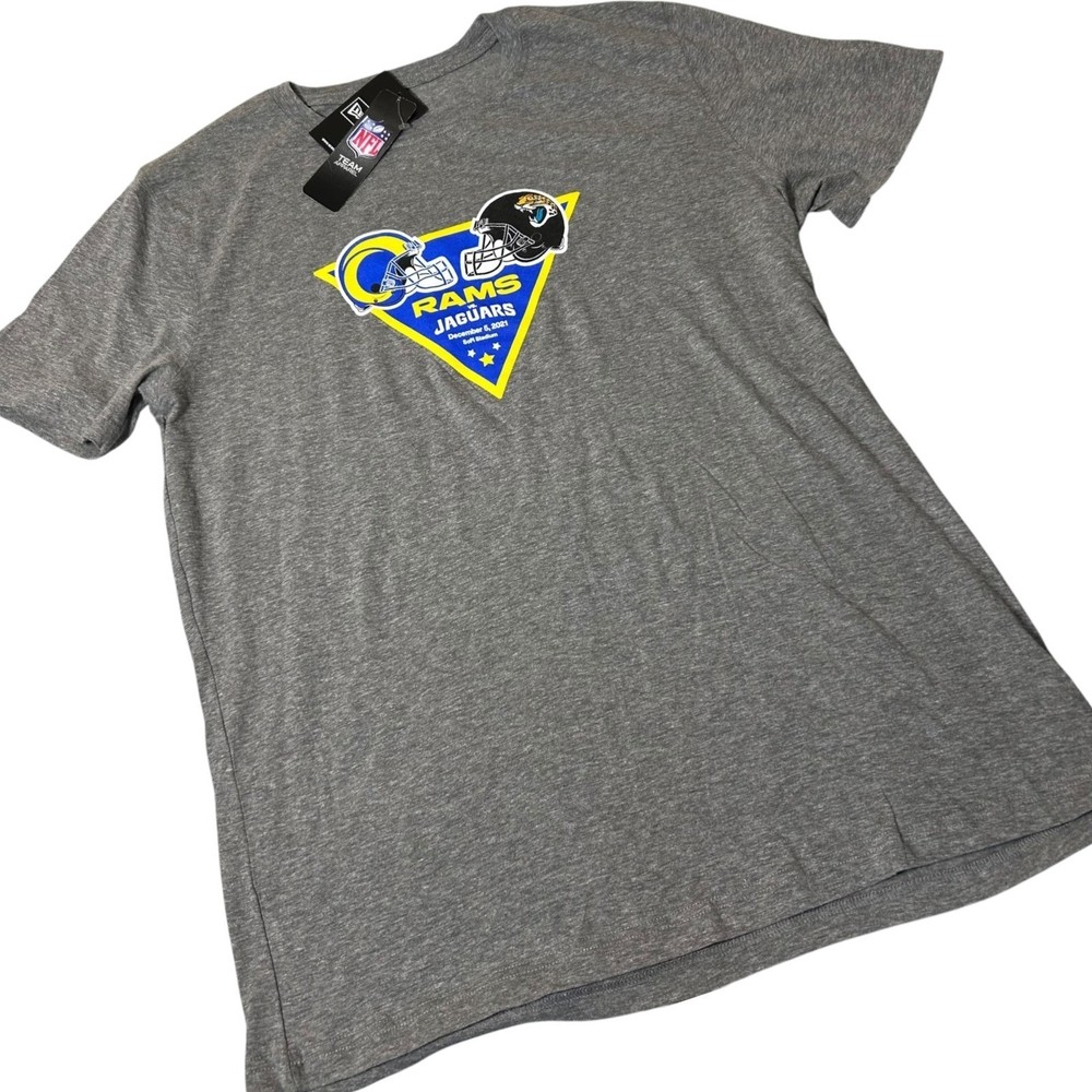 New Era NFL Rams vs Jaguars Dec 5 2021 SoFi Stadium Gray T-Shirt Mens Large NWT