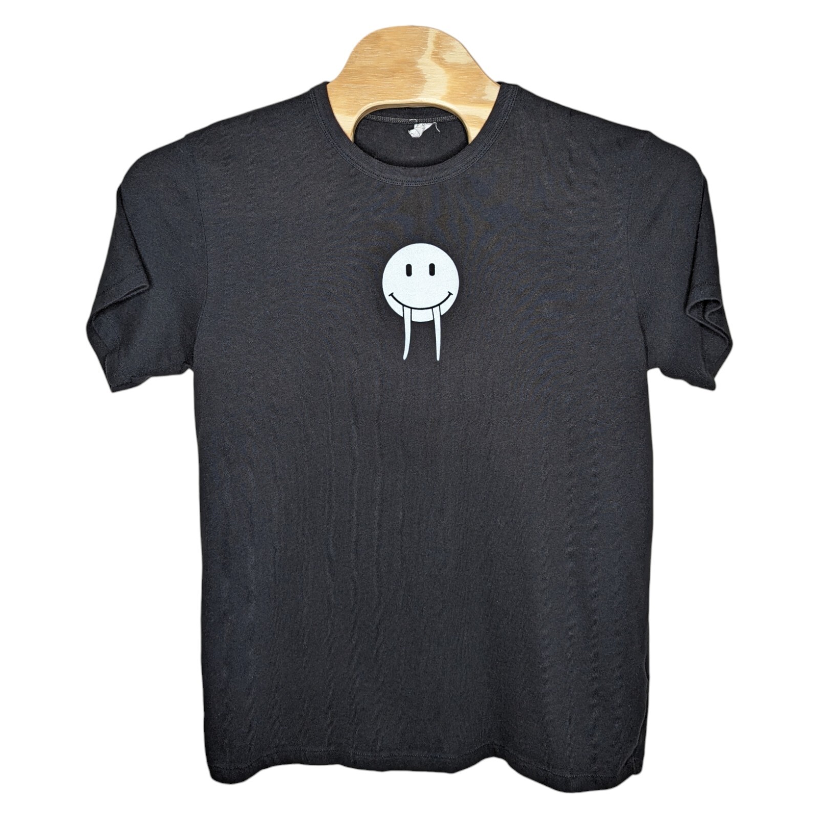 Vampire Smiley Face T Shirt Black Size Large Walrus Halloween Horror Fangs