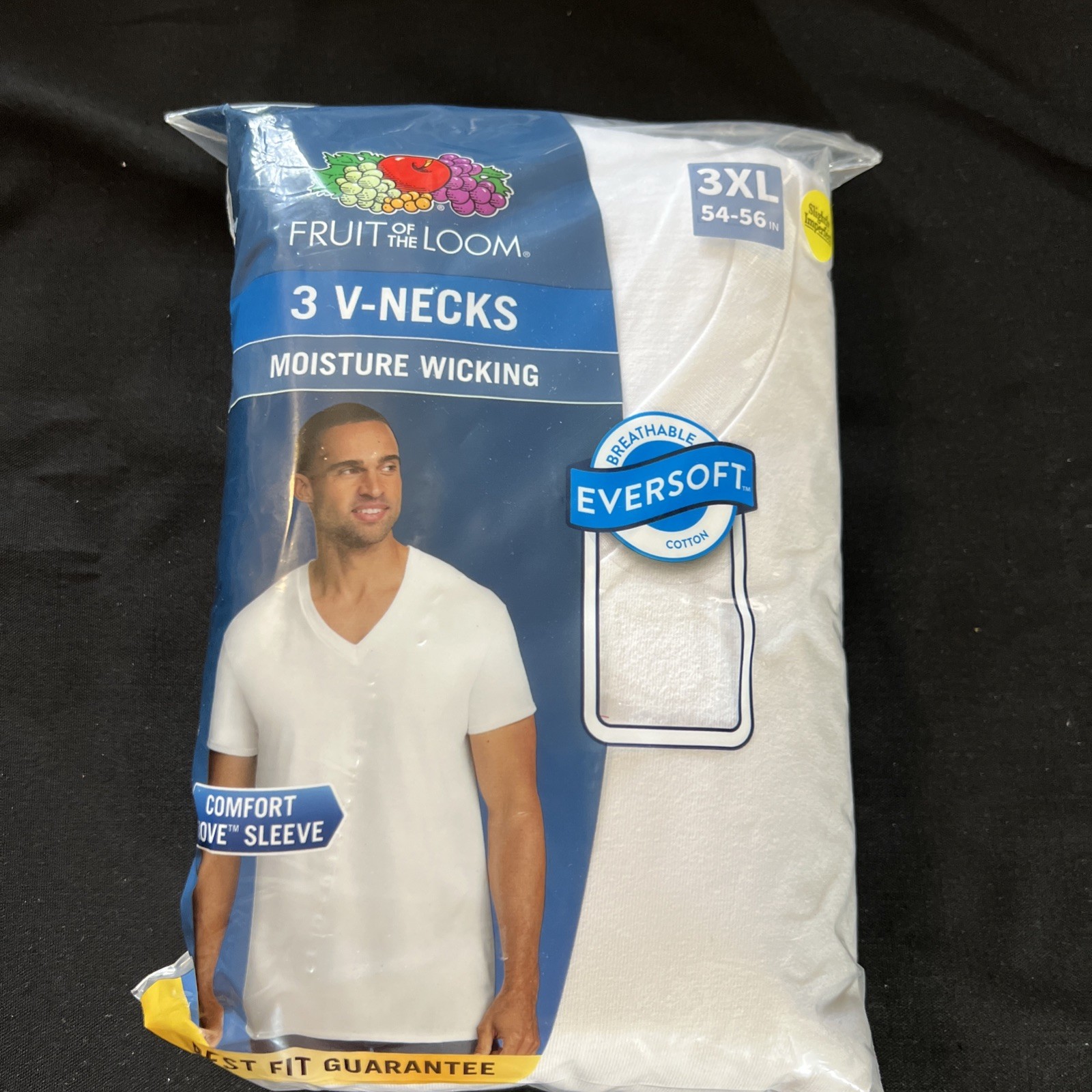3pk White Mens 3XL 54-56 Inch V Neck T-Shirts Fruit Of The Loom New *Seconds gallery
