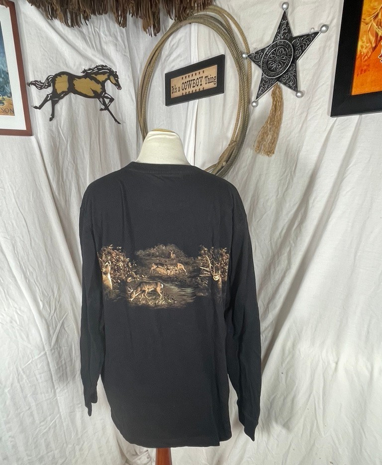 North River Mens Shirt Large Deer Rut Black Graphic Cotton Easy Care gallery