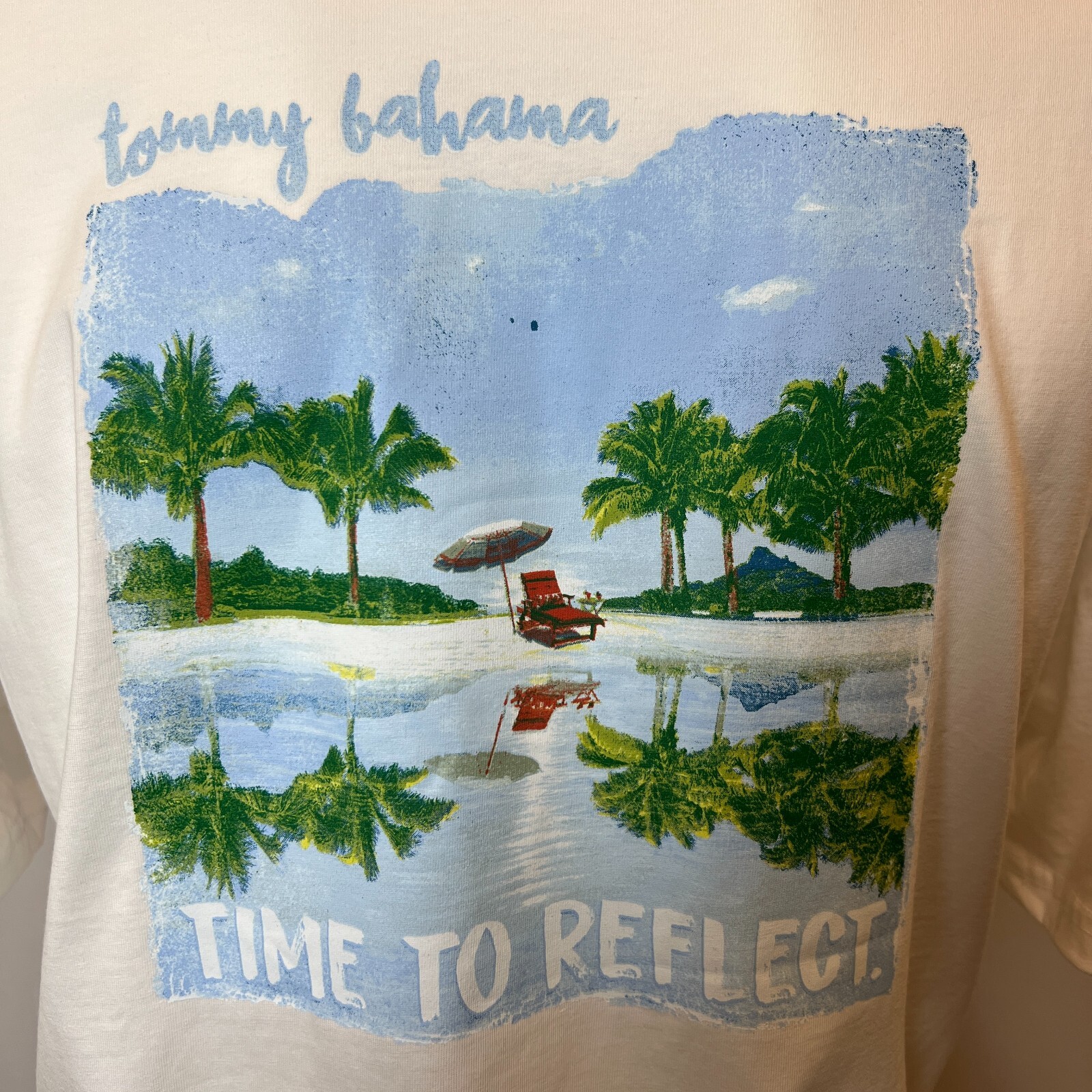 Tommy Bahama Shirt Mens Extra Large 2XL White Short Sleeve Beach Chair Reflect gallery