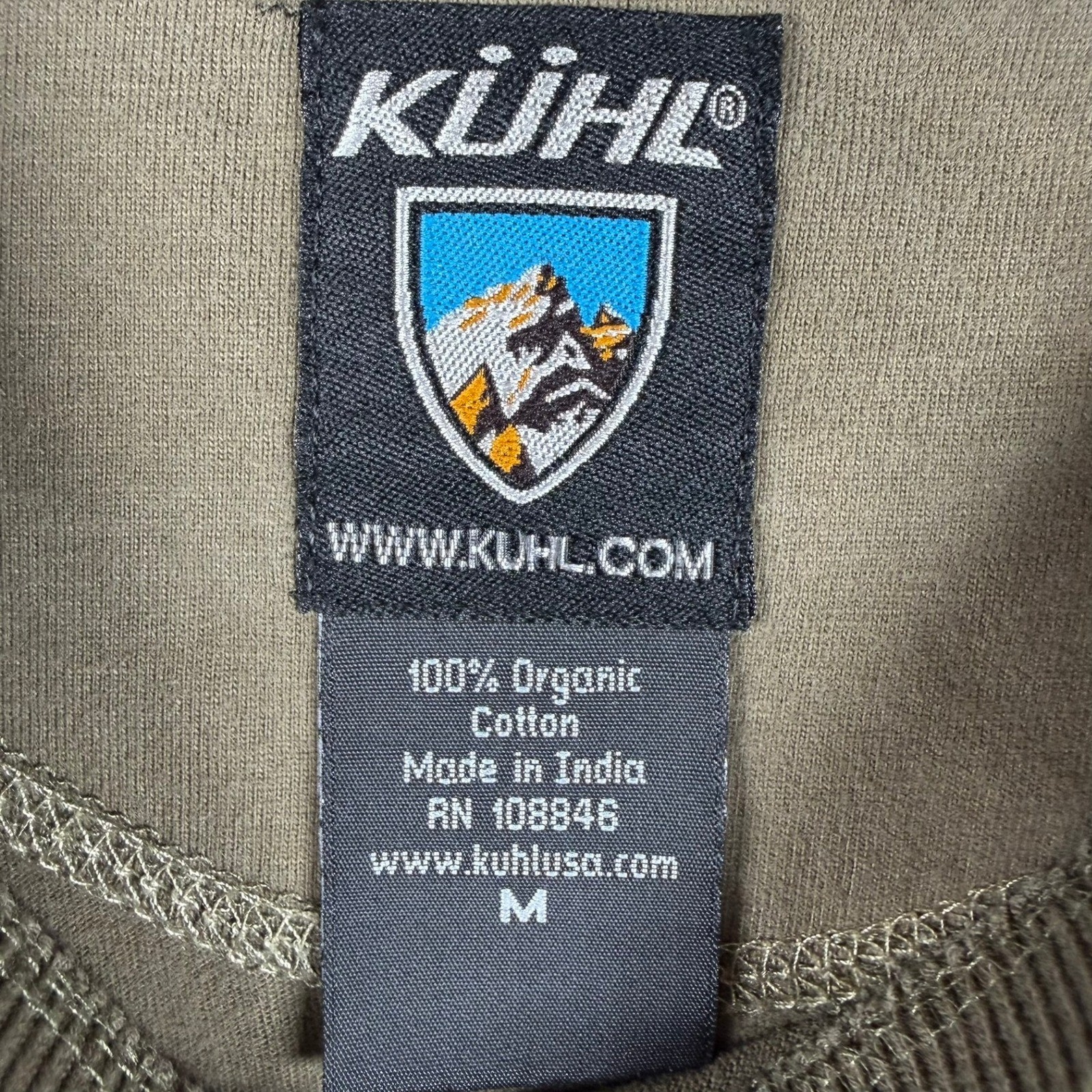 Kuhl Mens M Organic Cotton Long Sleeve Shirt Olive Green Utility Pocket Hiking gallery