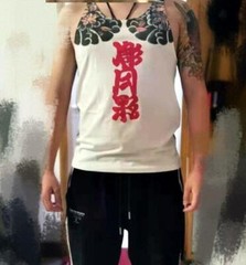 Mens Tank Top Japanese Ghost Pattern Printed Sleeveless Summer Tattoo T-Shirts