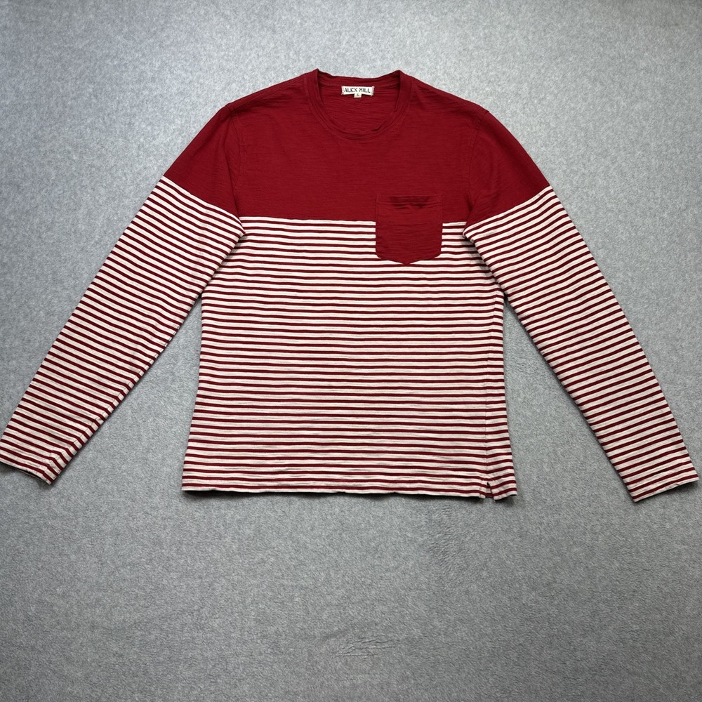 Alex Mill Shirt Small Red Stripe Preppy Style Everyday Casual Cotton Retro Tee