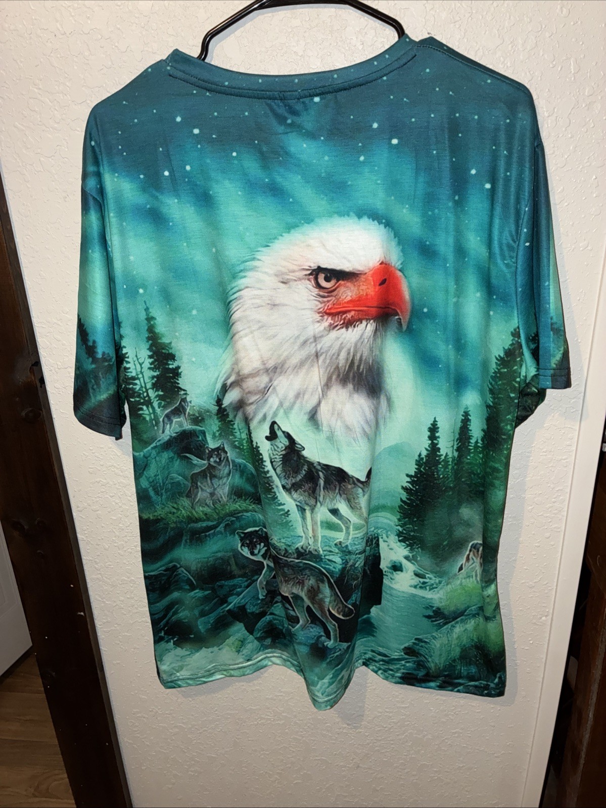 EAGLE WOLF WOLVES FOREST TREE WATER SKY STARS BIRD ANIMAL OUTDOOR T-SHIRT XL gallery