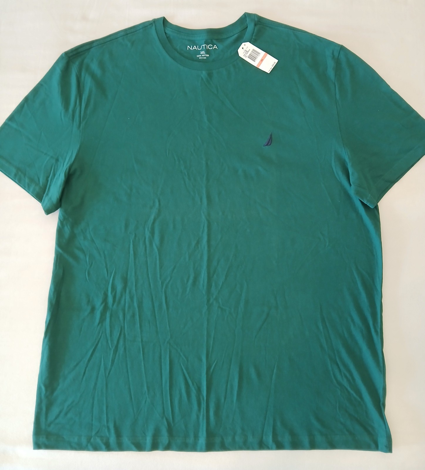 Nautica Men's Green Crew Neck T-Shirt 3XL Big & Tall Solid Logo Cotton Knit NWT gallery