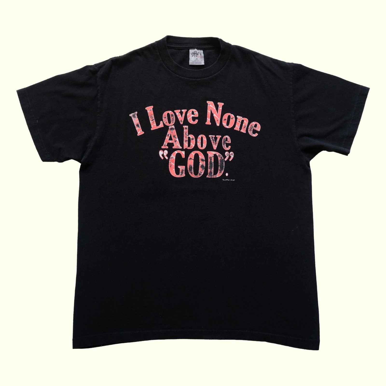 VTG Y2K 90s BIBLE LOVE NONE ABOVE GOD SHAKA GRAPHIC COTTON BLACK T SHIRT SZ XL gallery