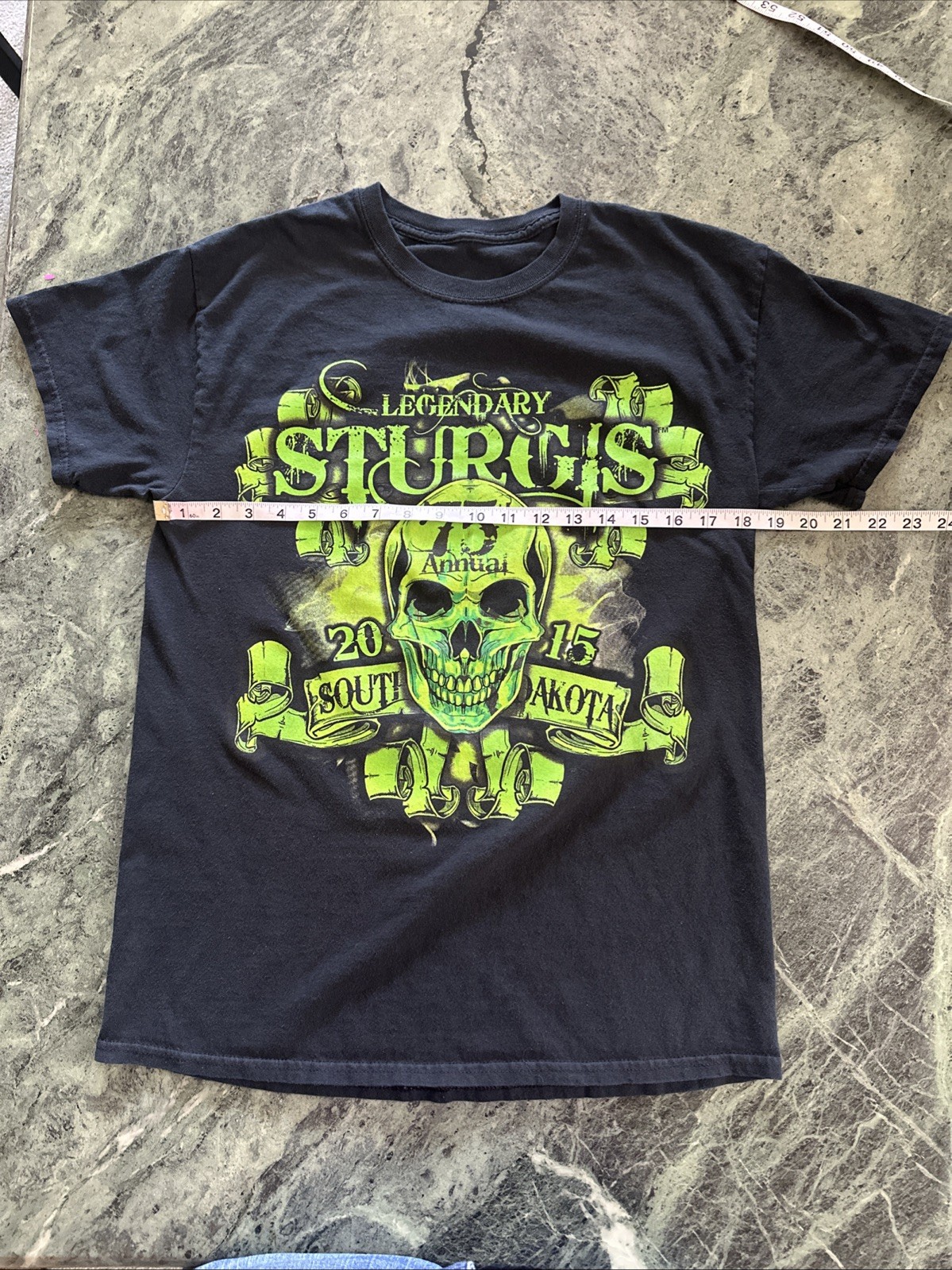 Sturgis T-Shirt Men’s L 75th Black Neon Green 2S Graphics Motorcycle Car Show gallery