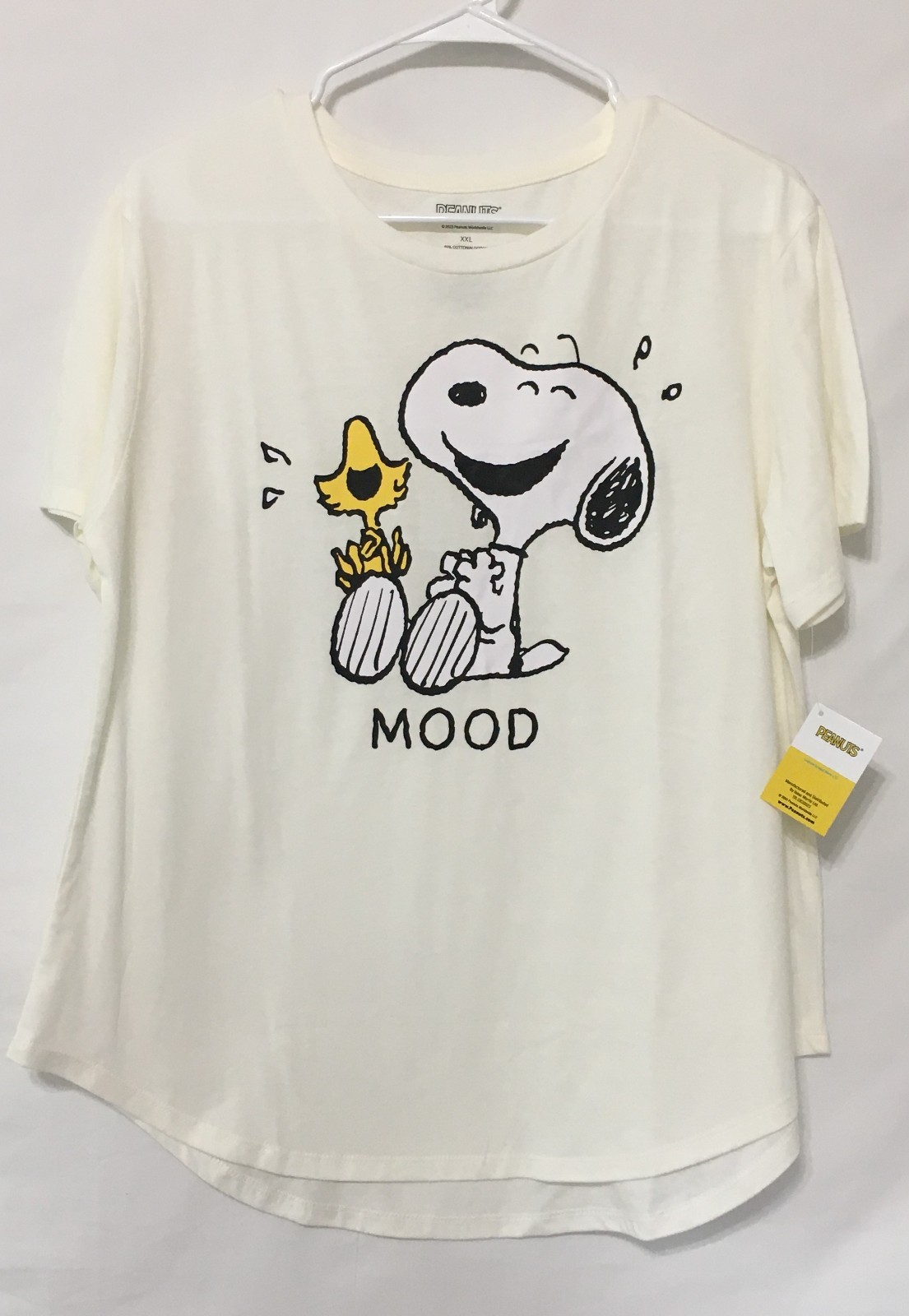 Teen Girls Size XXL Peanuts Snoopy & Woodstock Mood Lt Ivory S/S Tee T-Shirt NWT gallery