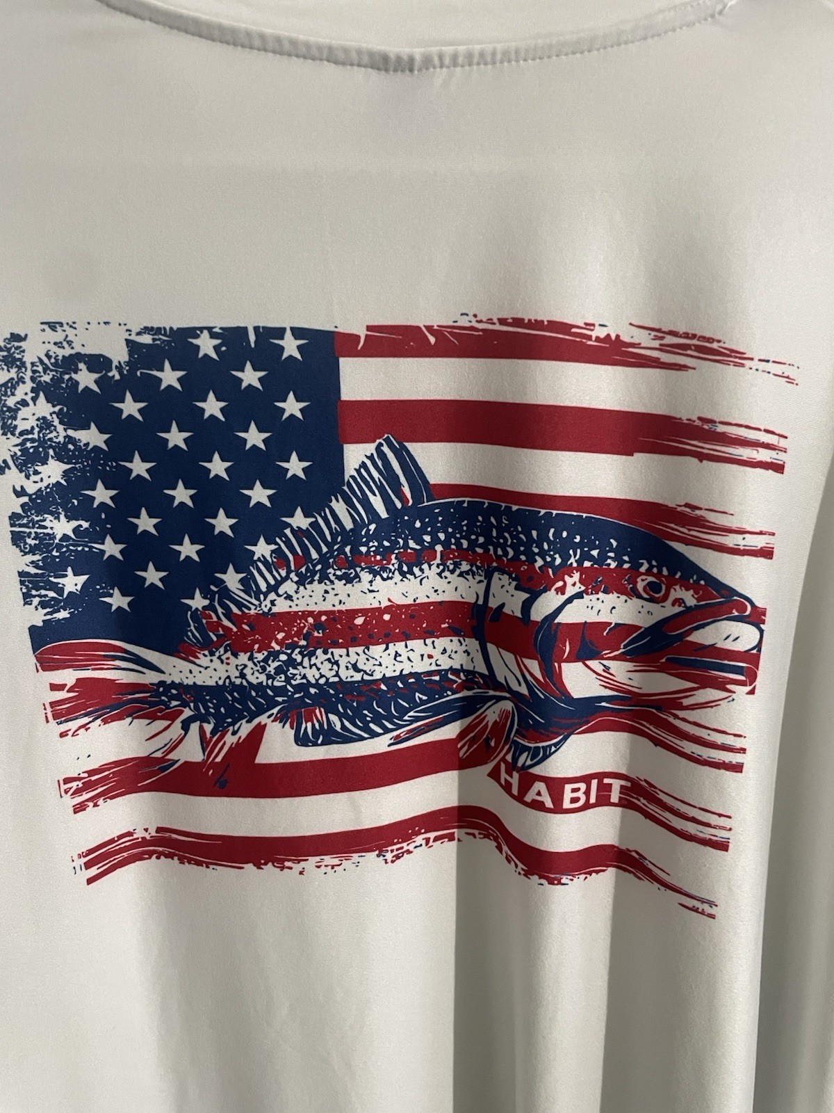 Habit Solar Factor T Shirt Long Sleeve Size 2XL White American Flag Back Good gallery