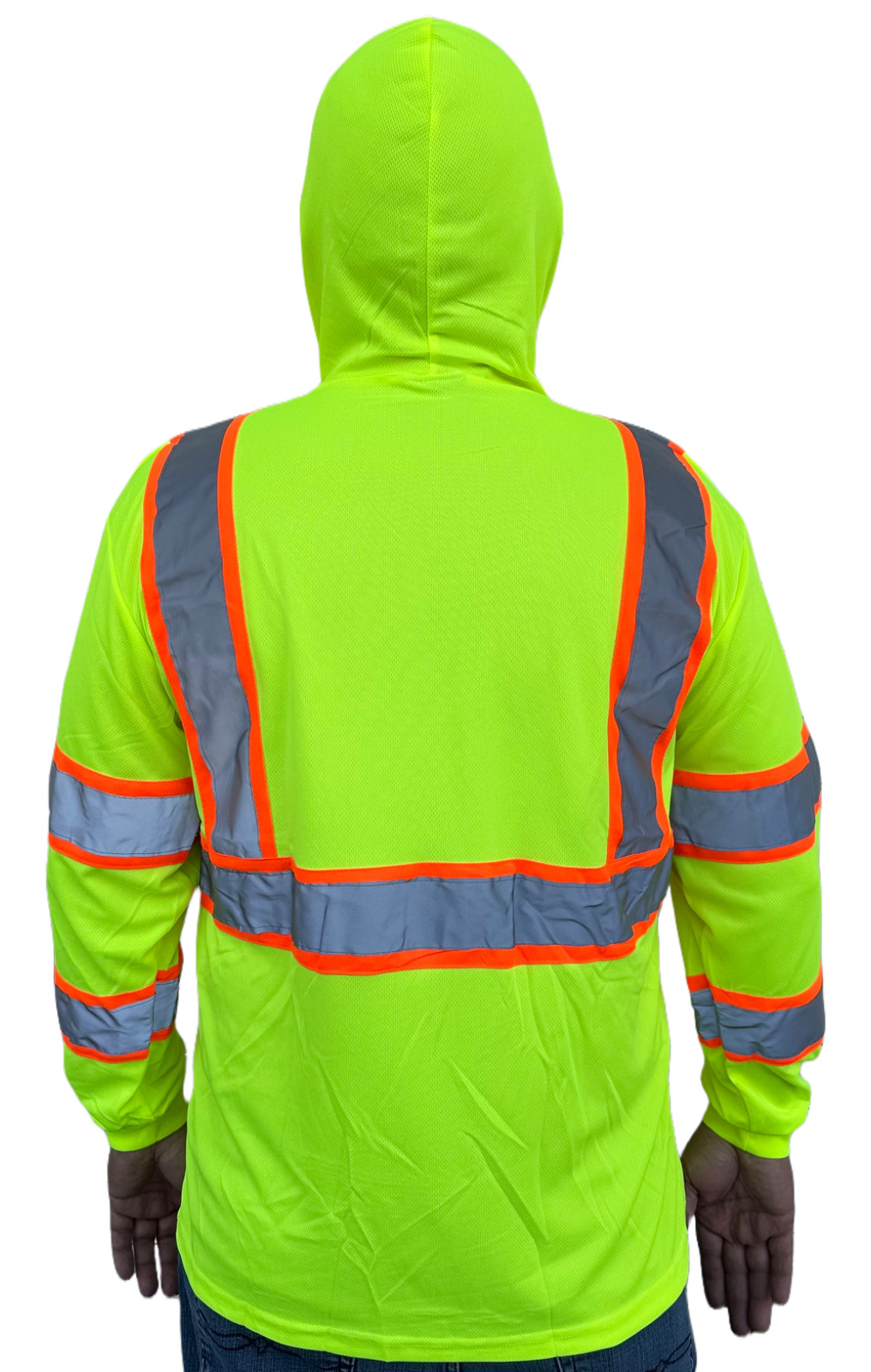 Hoodie Yellow High Visibility Safety Shirt With Reflective Stripes gallery