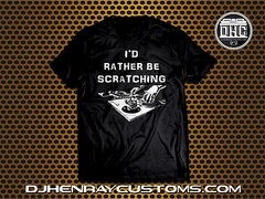 MEDIUM DJ T SHIRT “I’D RATHER BE SCRATCHING” TURNTABLES BLACK NEW TECHNICS 1200