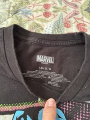 Marvel Tee Shirts. 2 Size M. 3 Size L All with Stain On Them See Photos
