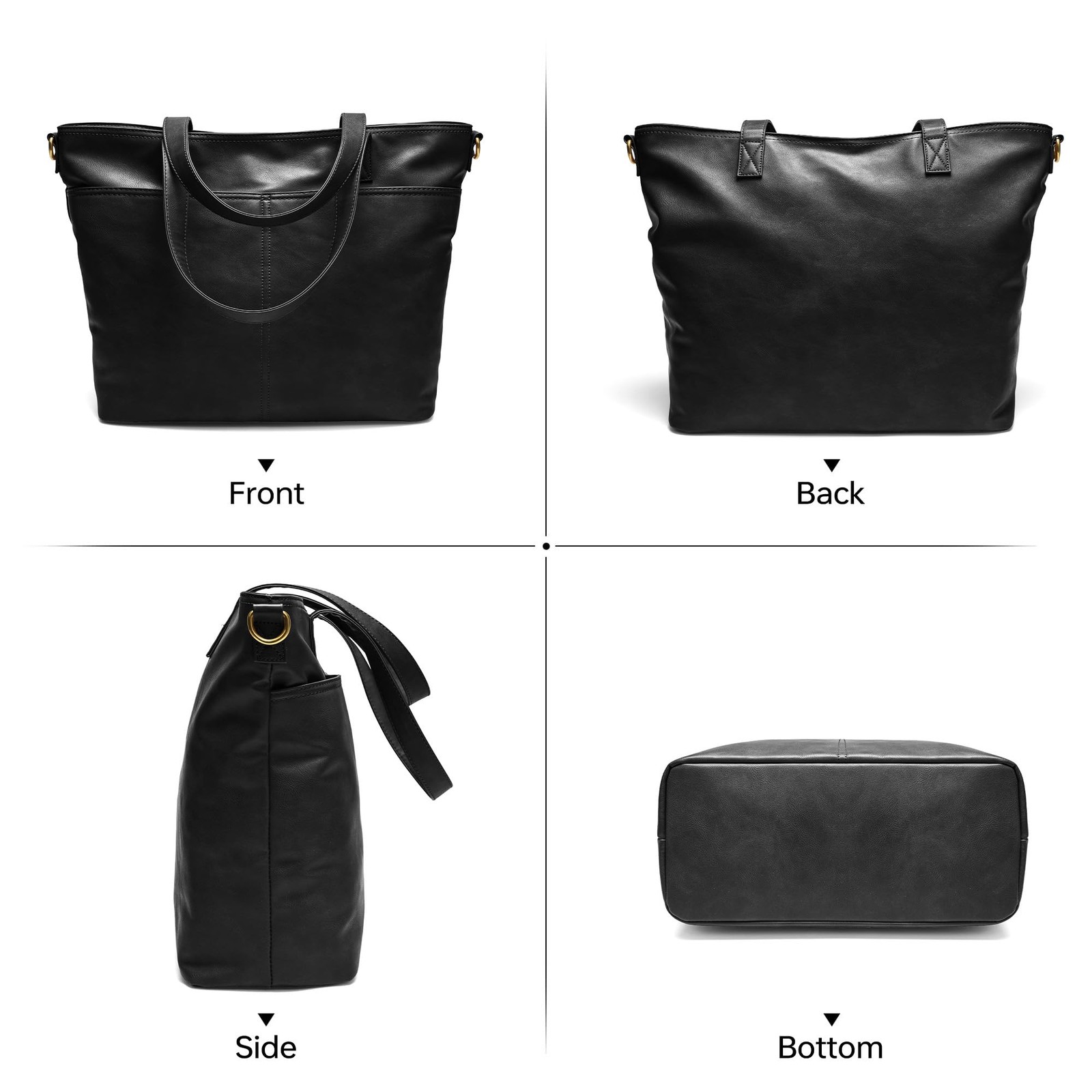 Leather Tote Bag for Women Zipper Shoulder Bag Purses Satchel Handbags with L... gallery