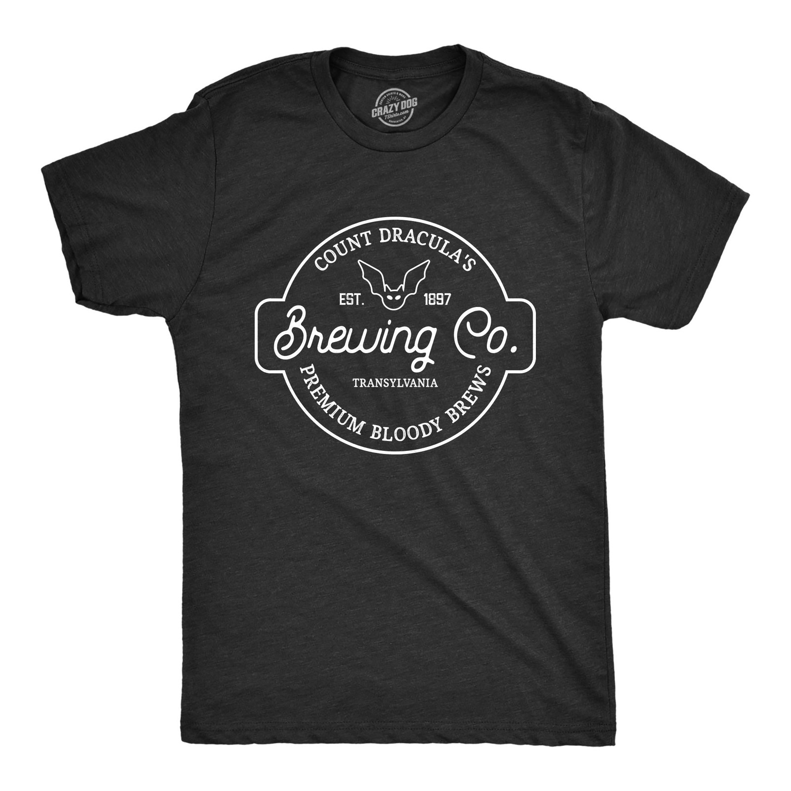 Mens Count Draculas Brewing Co T Shirt Funny Spooky Halloween Vampire Blood Tee gallery