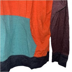American Eagle Hooded Long Sleeve Shirt Light Hoodie Orange Colorblock Hood Lg
