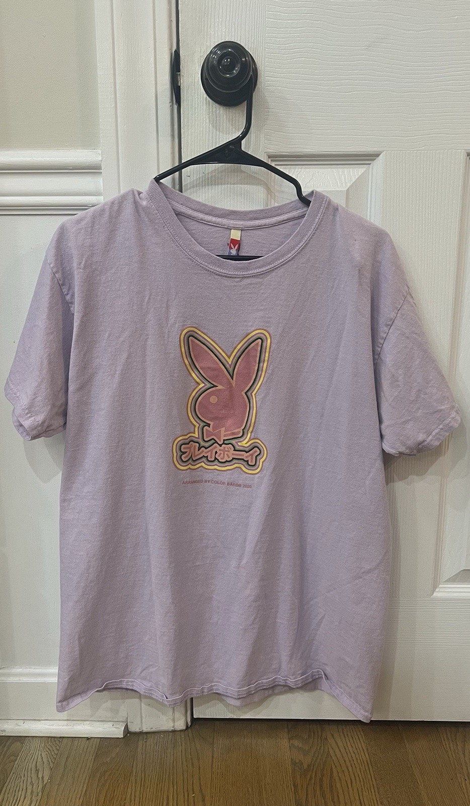 Men’s Playboy Color Bars Tokyo Japan Rabbit Purple Graphic Shirt Size Large gallery