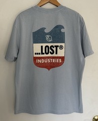 Lost Enterprises Men’s Short Sleeve Tshirt Light Blue W/ Red White And Blue Logo