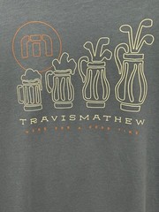 NWT Travis Mathew Beerly Beloved Golf Tee Shirt Men Medium Blue Graphic Crewneck