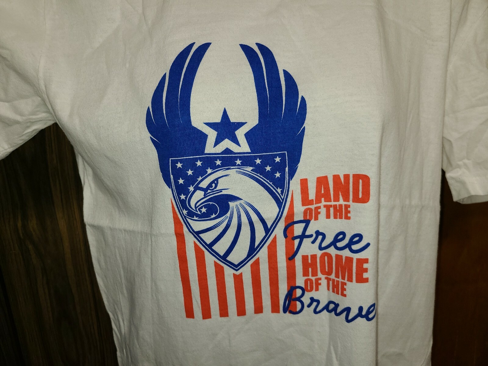 Land of the Free Home of the Brave Womens Large White TShirt gallery