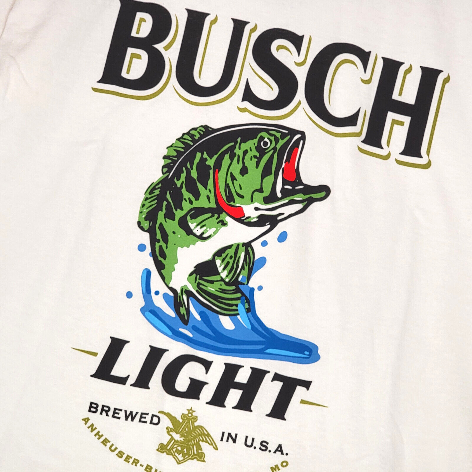 BUSCH LIGHT Beer Shirt Mens Small White Brew Fishing Bass Casual Hunting NWT gallery