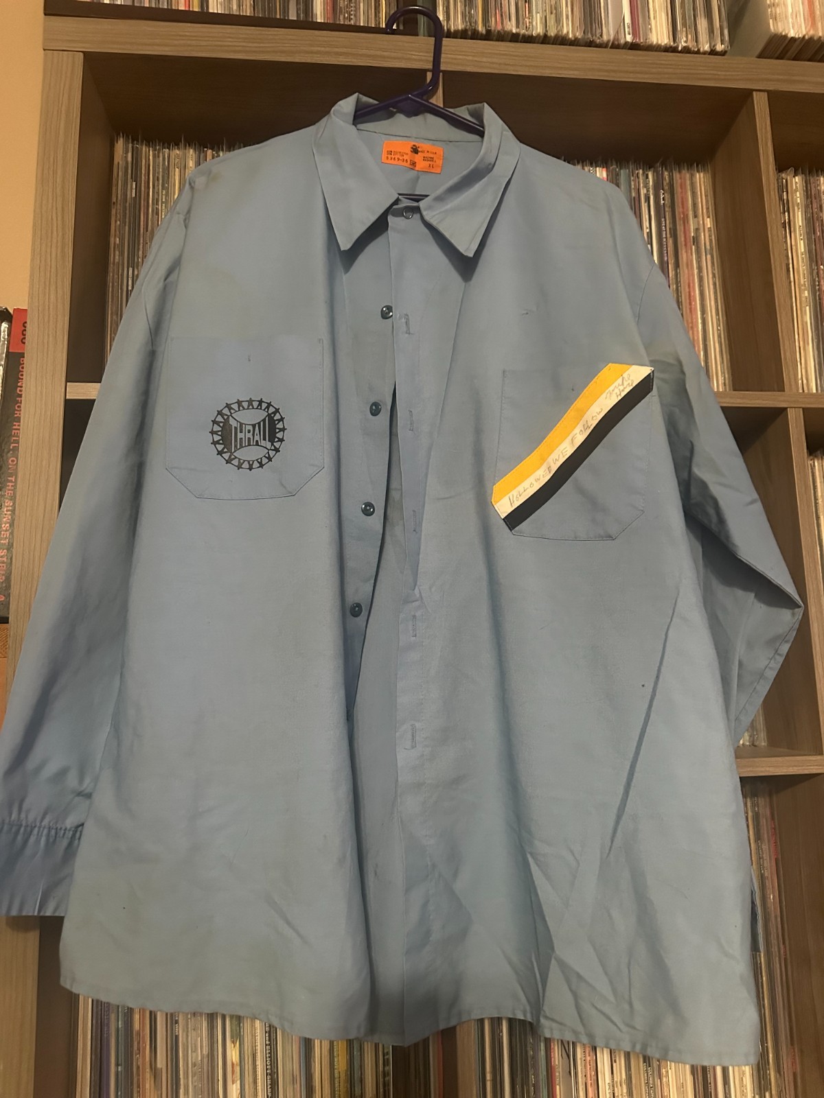 THRALL Logo Button-Up Work Shirt Size XL SIGNED by Mike Hard God Bullies gallery