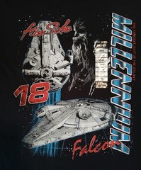 Star Wars Han Solo Millennium Falcon Chewbacca Black Graphic T-Shirt Men’s Large