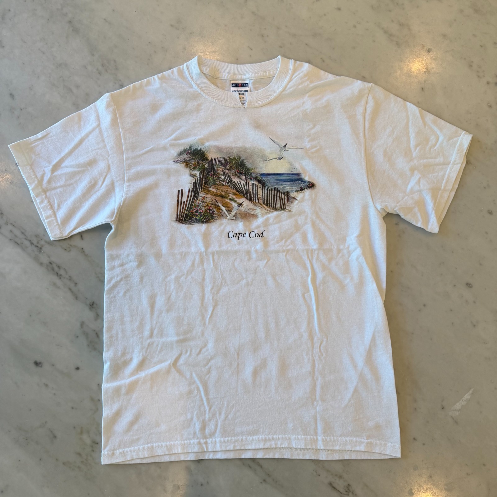Vintage Hanes Cape Cod White Souvenir T Shirt Beach Dunes Seagulls Tee gallery