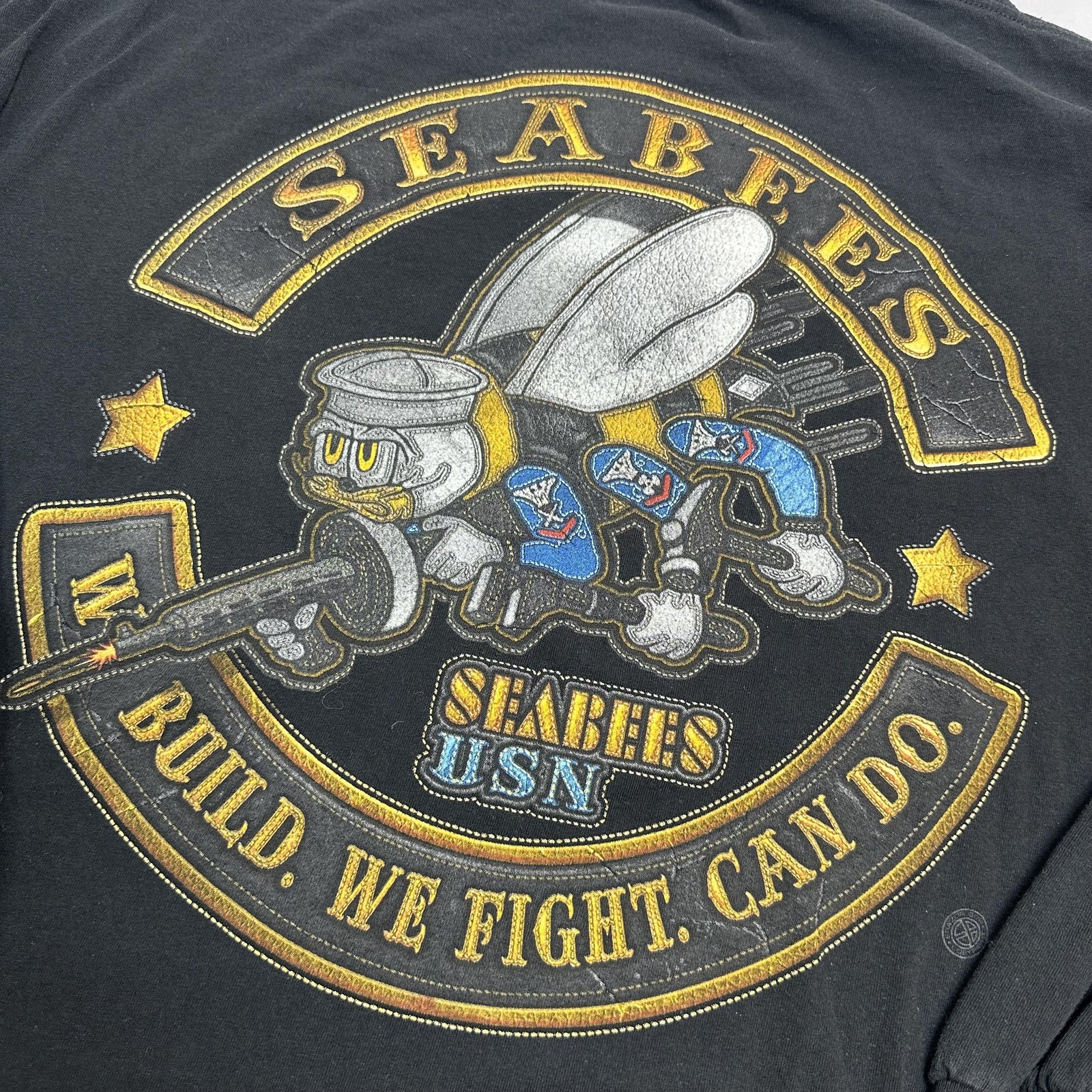 US Navy Shirt Mens Fits XL/XXL Black Seabees USN Military Utility Relaxed gallery