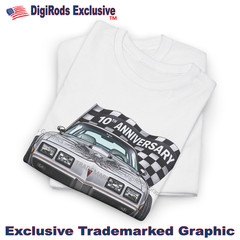 DigiRods Pontiac Trans Am 1979 10th Anniversary With Flag Cartoon Car T Shirt