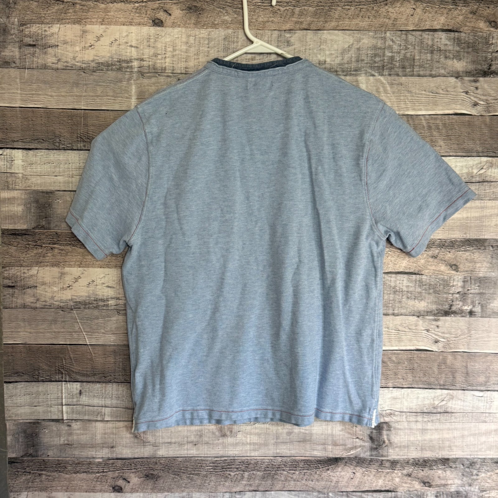 Carbon 2 Cobalt Henley Shirt Mens Large Blue Short Sleeve Preppy Casual gallery