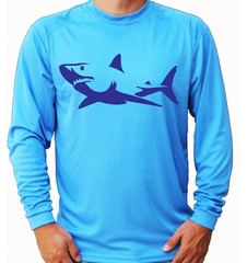 Shark Fish Long Sleeve UPF 30 T-Shirt Sport Fishing Boat UV Sun Protection