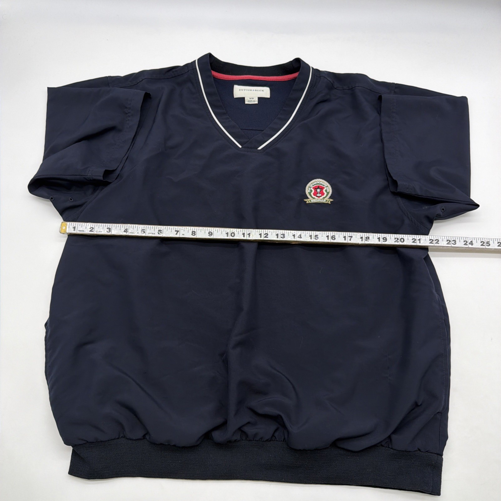 VTG Cutter & Buck Shirt Men M Blue Pockets Logo V-Neck Logo .#44808 gallery