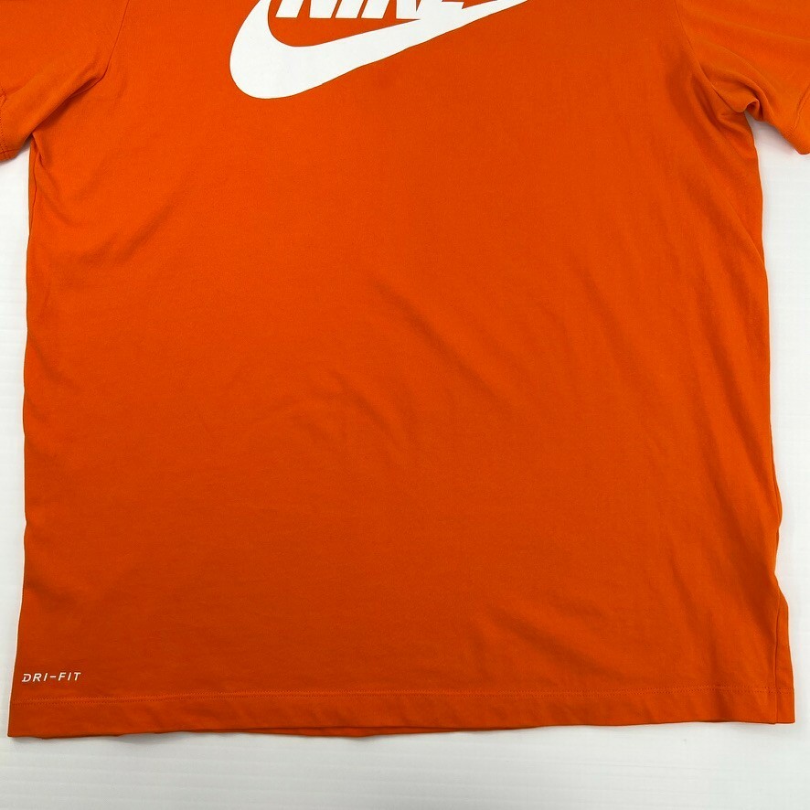 Nike Shirt Men Large Center Swoosh Spell Out Dri Fit Orange Work Party Core Ex gallery