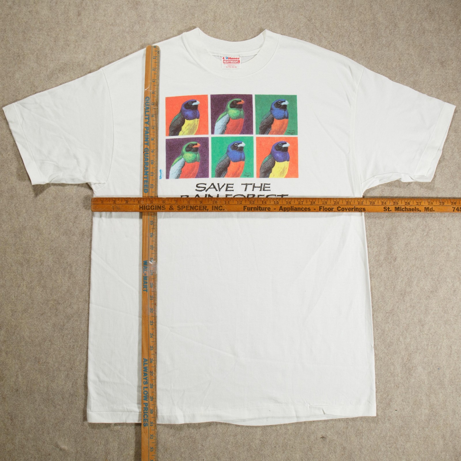 Vintage Hanes Save The Rain Forest Shirt Mens XL White Bird Graphic USA 90s gallery