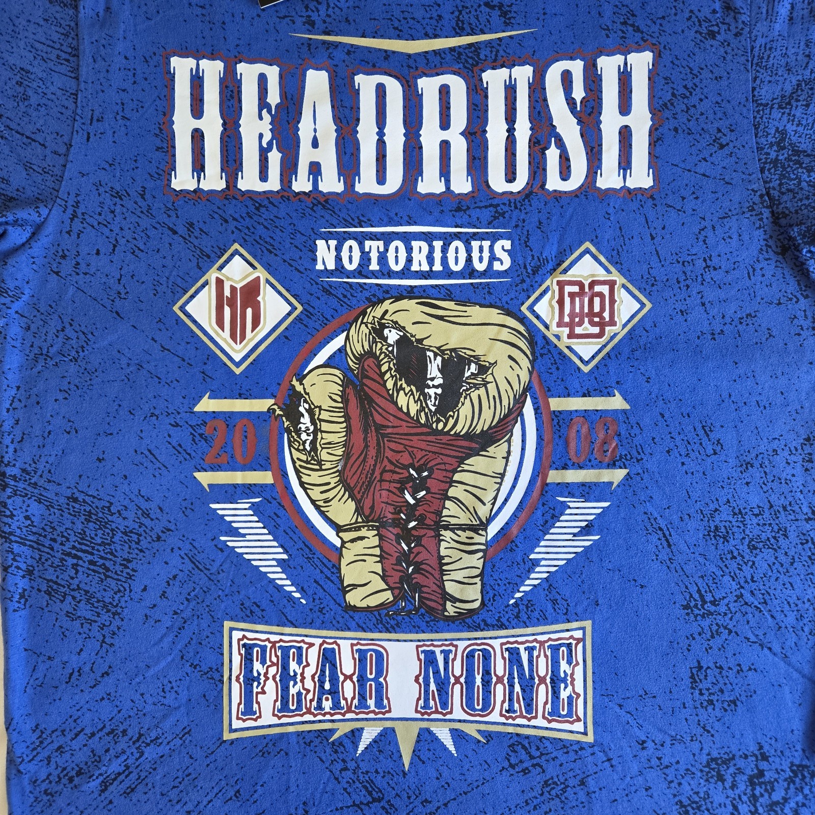 Headrush Notorious Fear None MMA Y2K Blue M Double-sided Graphic T-Shirt Tee NWT gallery