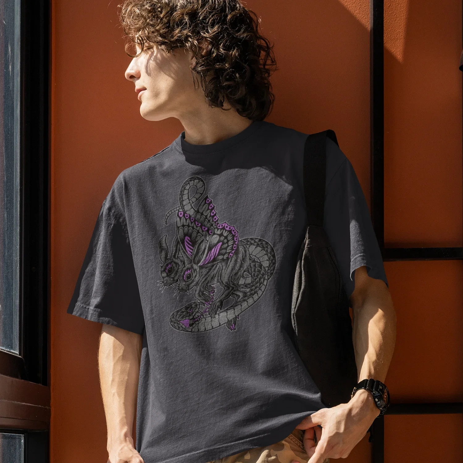 Men's Oversized Round Neck Streetwear T-Shirt Soft Cotton Casual Wear Comfort gallery