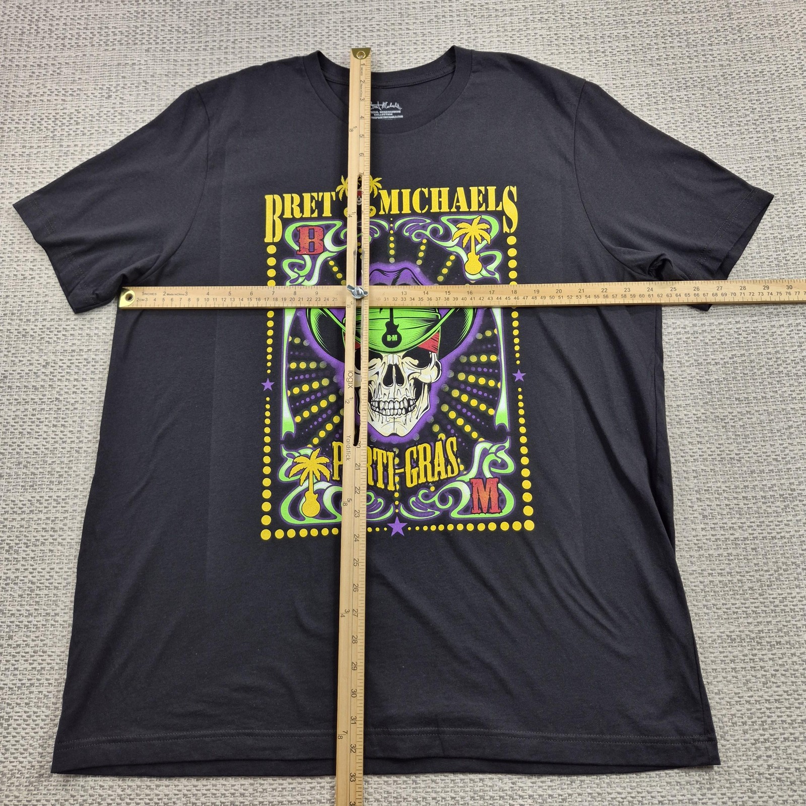 Bret Michaels Shirt Mens 2XL Black Parti-Gras Skull Graphic Tee Mardi Gras Tour gallery