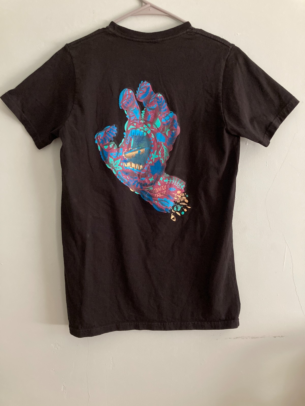 Santa Cruz Screaming Hand T Shirt Small Black Organic Cotton Purple SMALL gallery