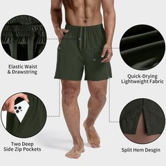 3 Pack Men’s Athletic Running Shorts 5 Large, Black,dark Gray,army Green