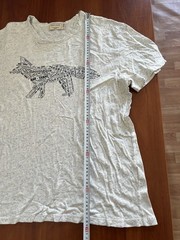 MAISON KITSUNE PARIS RARE FOX MULTI-LOGO WHITE COTTON MENS CLASSIC T SHIRT SZ L