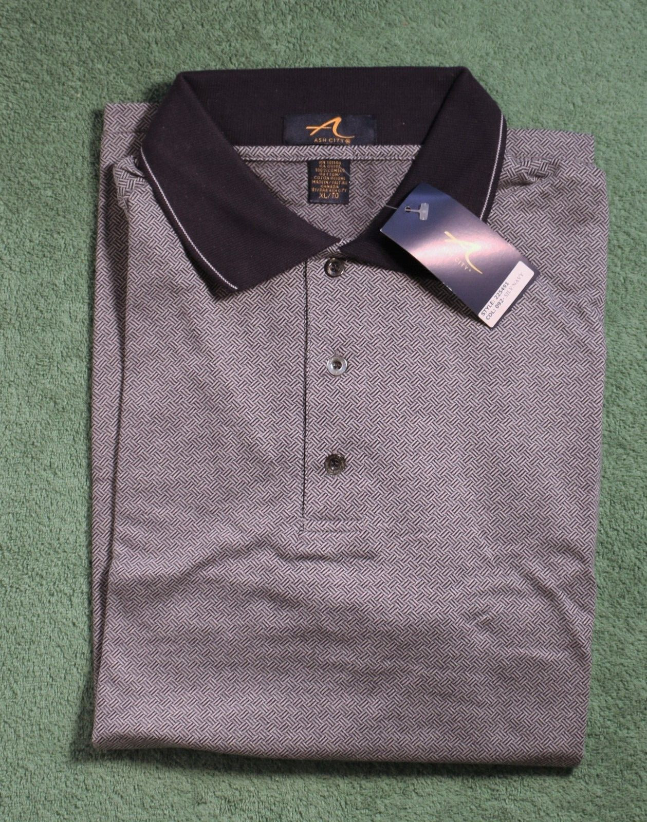 NEW w/Tags Mens Ash City 100% Cotton Herringbone Golf Shirt XL w/Logo