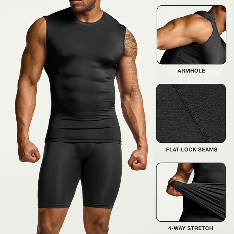 Men's Cool Dry Compression Base Layer Tank Top Sports Running Basketball Workout gallery
