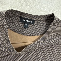 Express Shirt Men’s Brown Geometric Print Stretch Cotton Spandex XL Tee