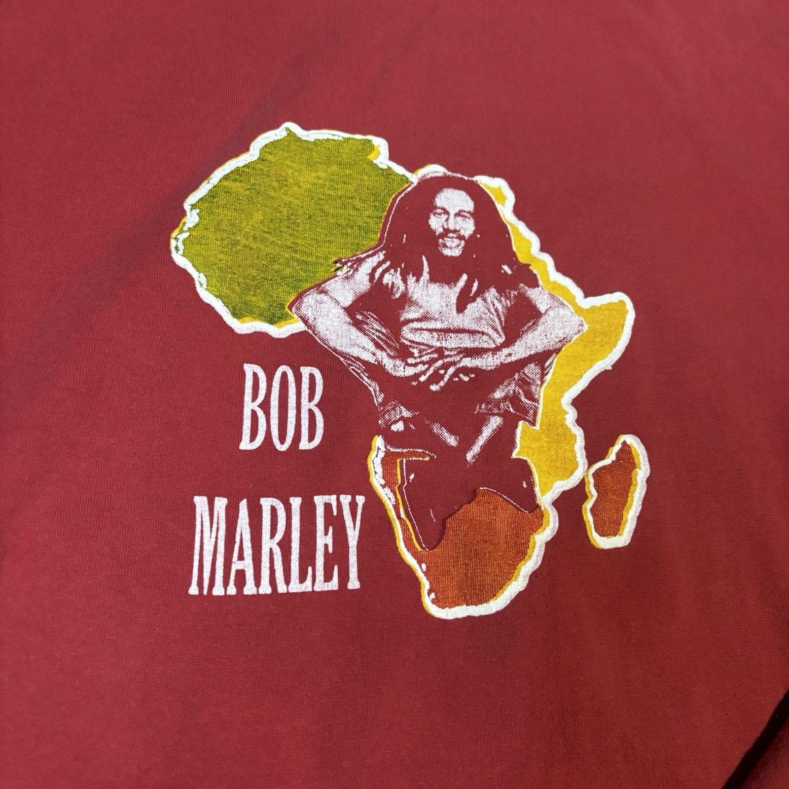 Bob Marley Africa Ethiopia Confidence Graphic T Shirt Men's 2XL Red gallery