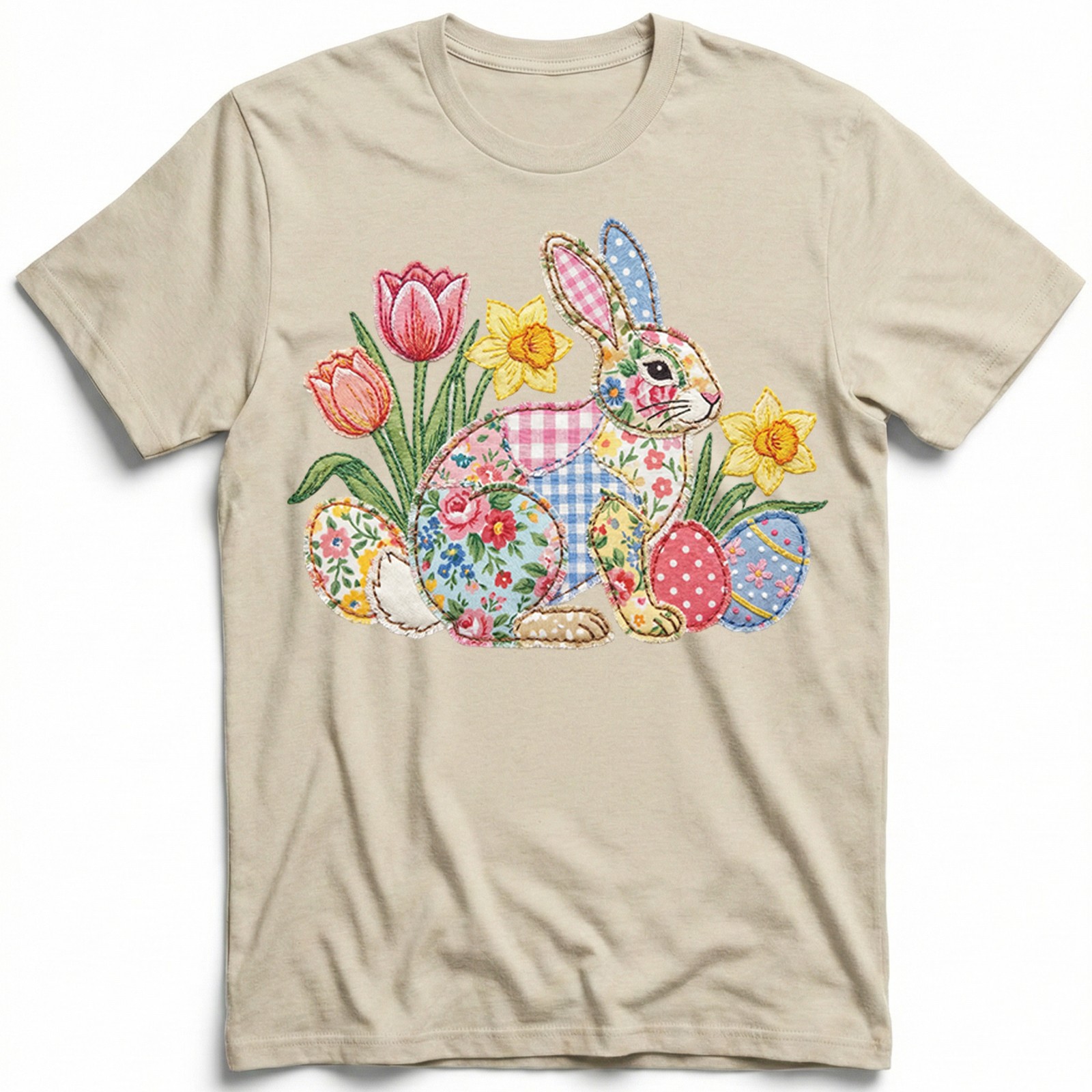 Easter Bunny Patchwork Floral Spring T-Shirt Holiday Cute Pastel Egg Lover Tee gallery