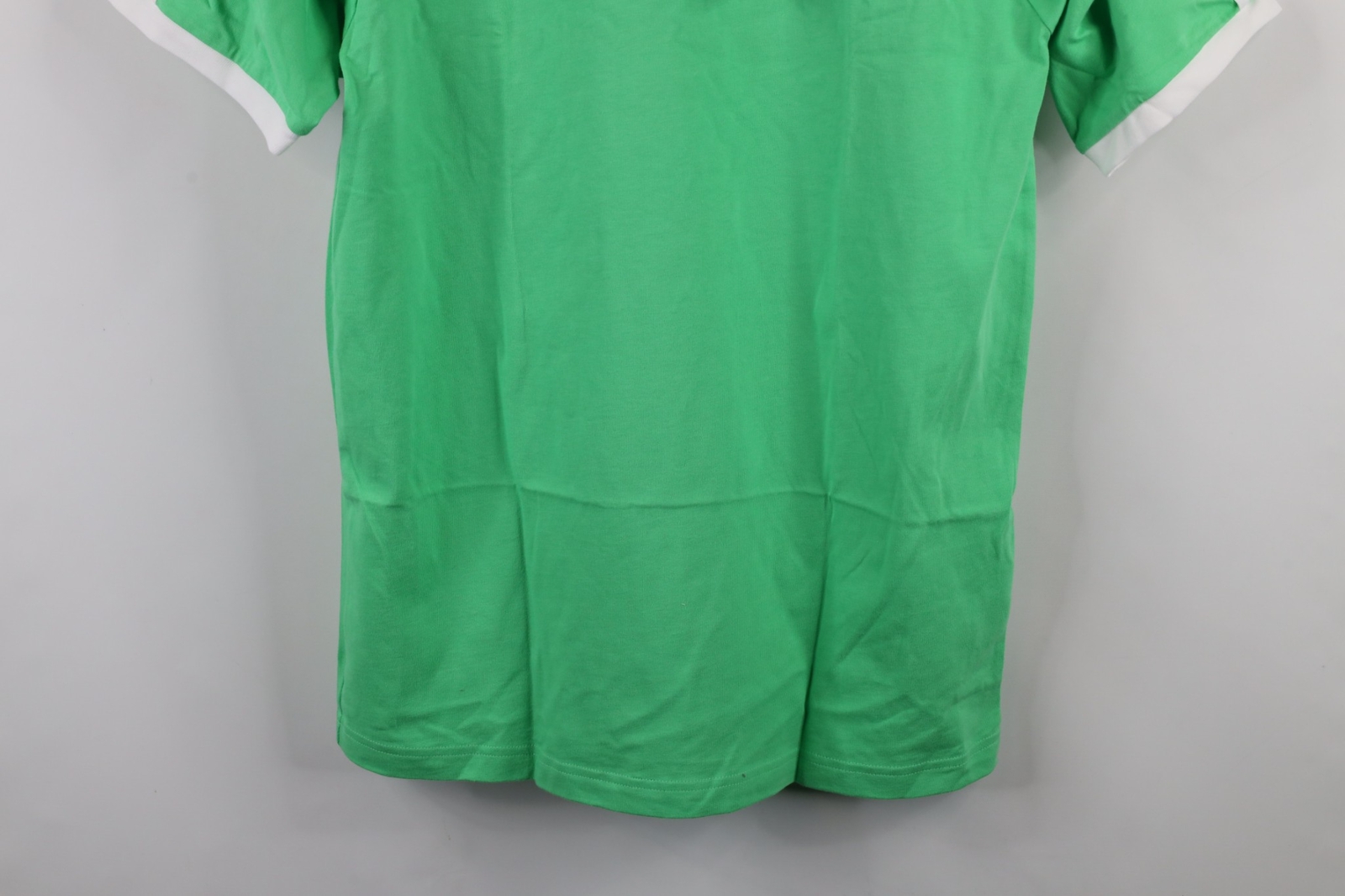 New Adidas Mens M Spell Out Trefoil Striped Short Sleeve Ringer T-Shirt Green gallery